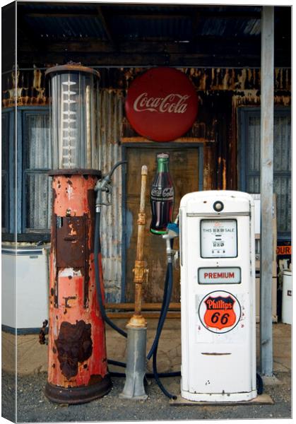 Vintage Gas Pump along Route 66 Canvas Print by Arterra 