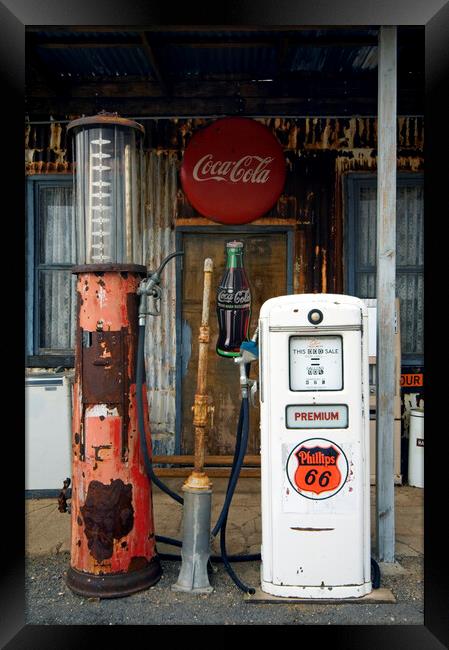 Vintage Gas Pump along Route 66 Framed Print by Arterra 