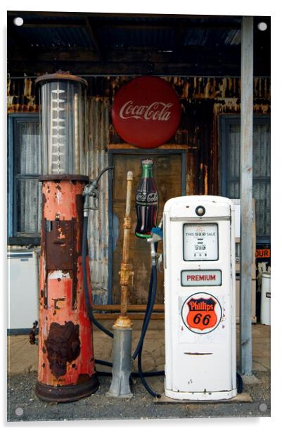 Vintage Gas Pump along Route 66 Acrylic by Arterra 