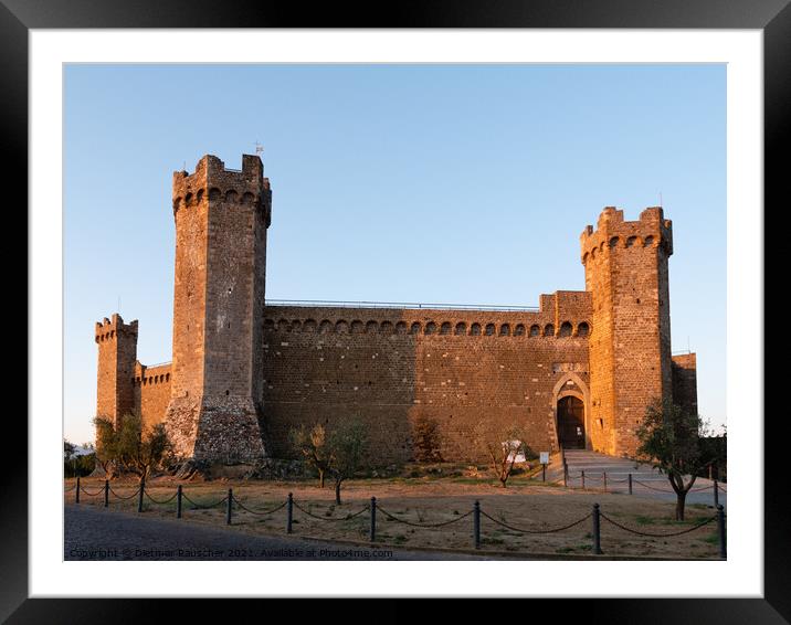 Montalcino Fortress Castle at Sunrise Framed Mounted Print by Dietmar Rauscher
