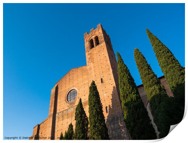 Basilica di San Domenico in Siena Print by Dietmar Rauscher