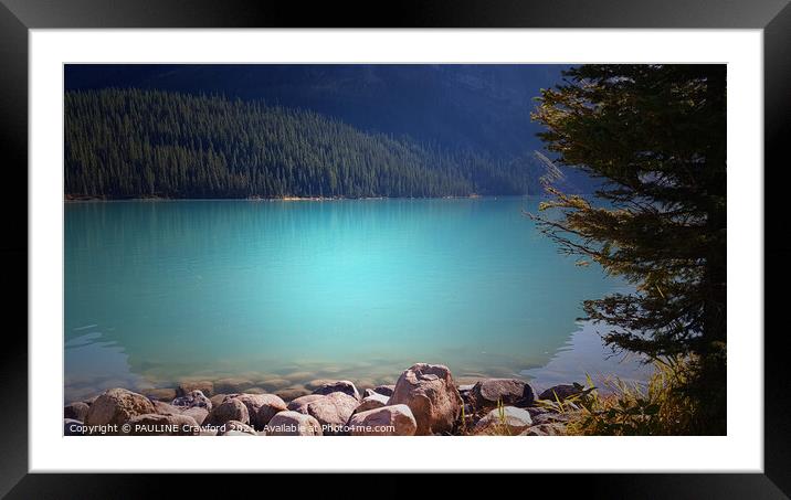 Blue Water of Lake Louise, Alberta Canada Framed Mounted Print by PAULINE Crawford