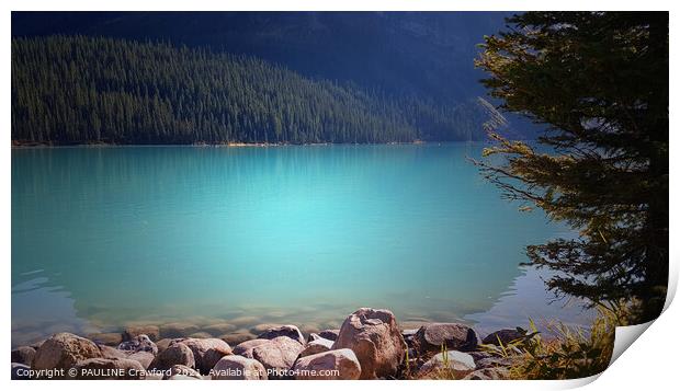 Blue Water of Lake Louise, Alberta Canada Print by PAULINE Crawford
