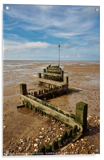 Hunstanton Beach Groynes at Low Tide Acrylic by Graham Prentice
