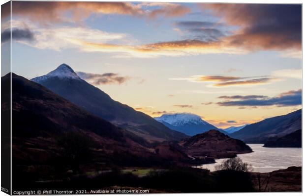 The Majestic Pap of Glencoe and Loch Leven Canvas Print by Phill Thornton