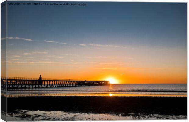 North Sea sunrise at the mouth of the River Blyth Canvas Print by Jim Jones
