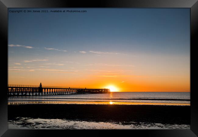 North Sea sunrise at the mouth of the River Blyth Framed Print by Jim Jones