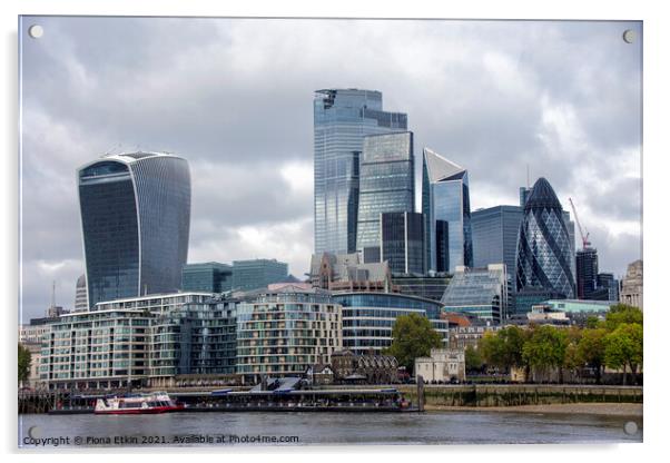 London city skyline Acrylic by Fiona Etkin