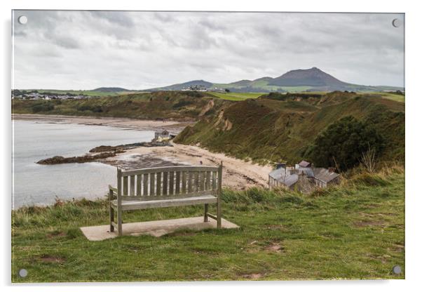 Bench overlooking Porthdinllaen Acrylic by Jason Wells