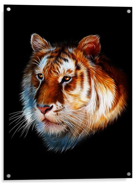 Zeus, Tiger Fractal Art Acrylic by Julie Hoddinott