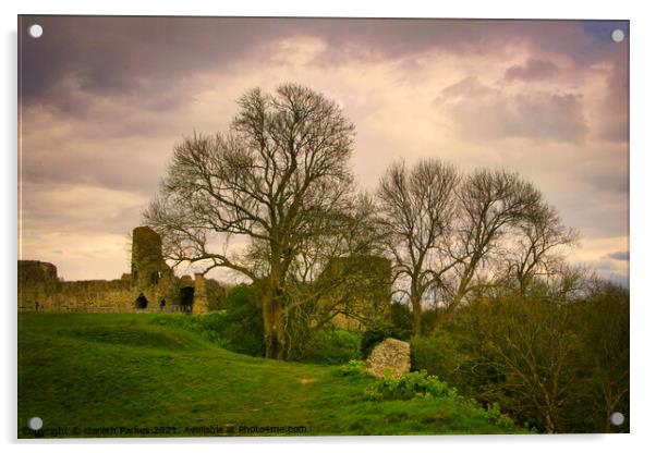 Pevensey Castle Acrylic by Gareth Parkes
