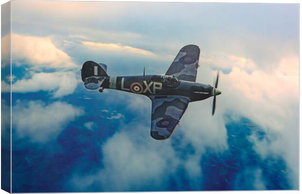 Hawker Hurricane Above The Clouds Canvas Print by Chris Lord