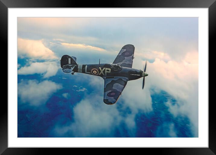 Hawker Hurricane Above The Clouds Framed Mounted Print by Chris Lord