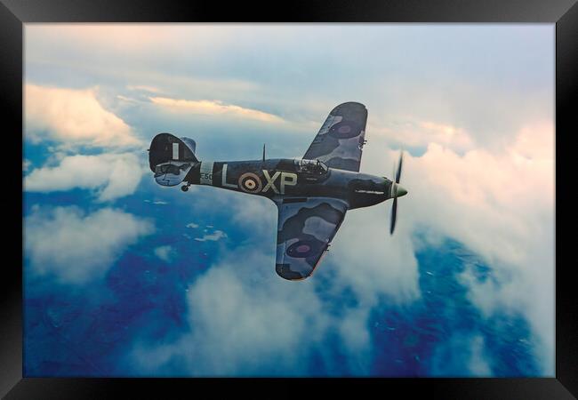 Hawker Hurricane Above The Clouds Framed Print by Chris Lord