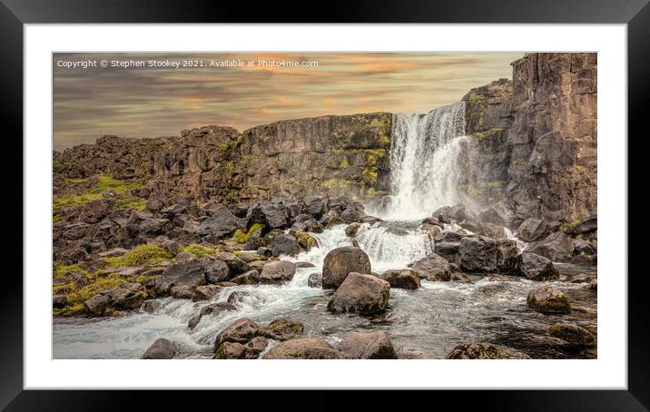 Oxararfoss - Iceland Framed Mounted Print by Stephen Stookey