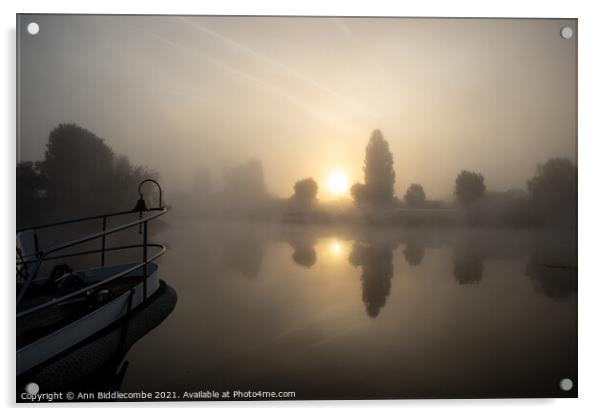A misty sunrise Acrylic by Ann Biddlecombe
