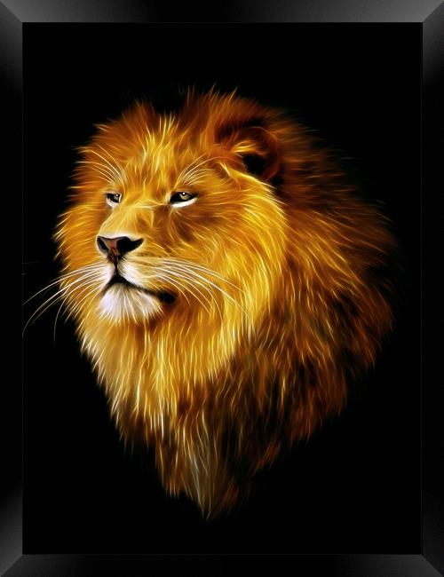 Aslan, lion fractal art Framed Print by Julie Hoddinott