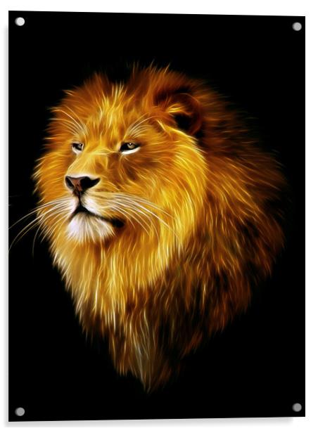 Aslan, lion fractal art Acrylic by Julie Hoddinott