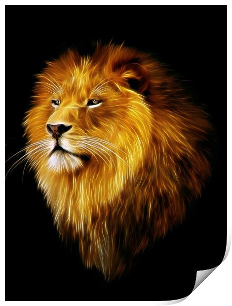 Aslan, lion fractal art Print by Julie Hoddinott