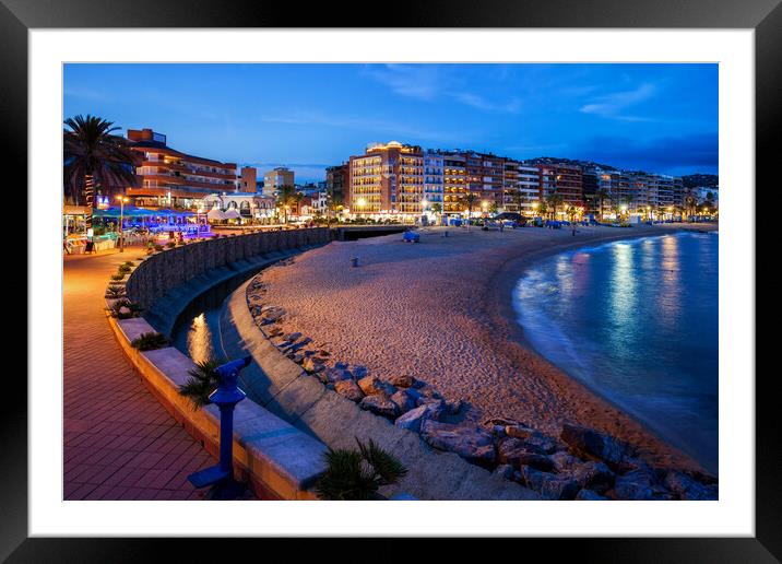Llore de Mar at Night on Costa Brava in Spain Framed Mounted Print by Artur Bogacki