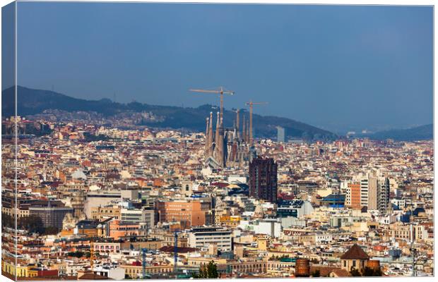 City Of Barcelona Aerial View Cityscape Canvas Print by Artur Bogacki
