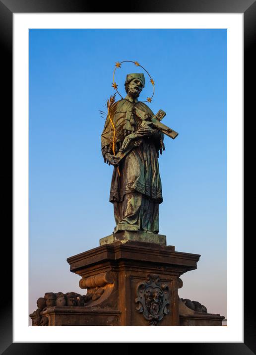 Saint John of Nepomuk Statue in Prague Framed Mounted Print by Artur Bogacki