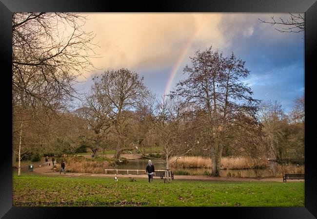 Rainbow over Hampden Park Framed Print by Gareth Parkes