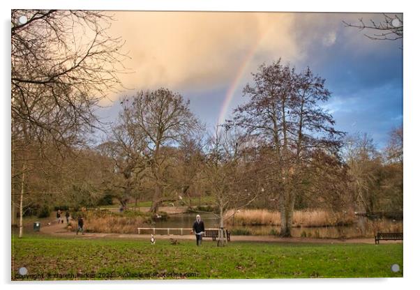 Rainbow over Hampden Park Acrylic by Gareth Parkes