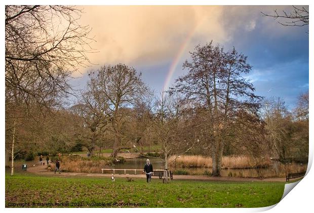 Rainbow over Hampden Park Print by Gareth Parkes