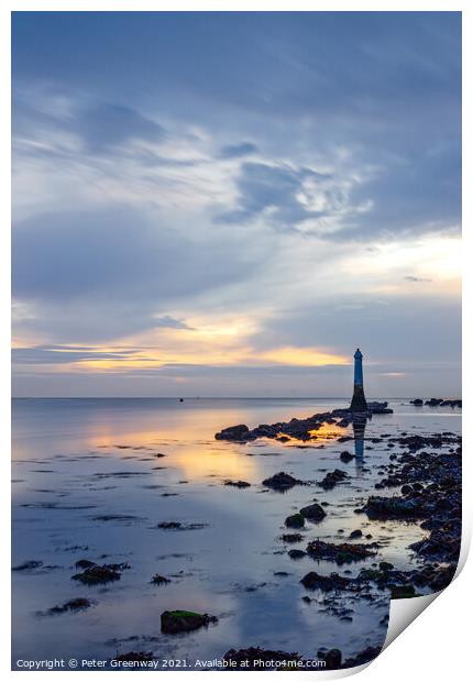 The Phillip Lucette Lighthouse Beacon On The Ness At Shaldon, Devon  Print by Peter Greenway