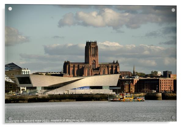 Liverpool Anglican Cathedral from across The Mersey Acrylic by Bernard Rose Photography