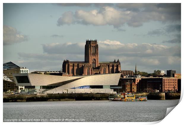 Liverpool Anglican Cathedral from across The Mersey Print by Bernard Rose Photography