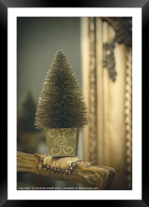 Little Gold Christmas Tree Framed Mounted Print by Amanda Elwell