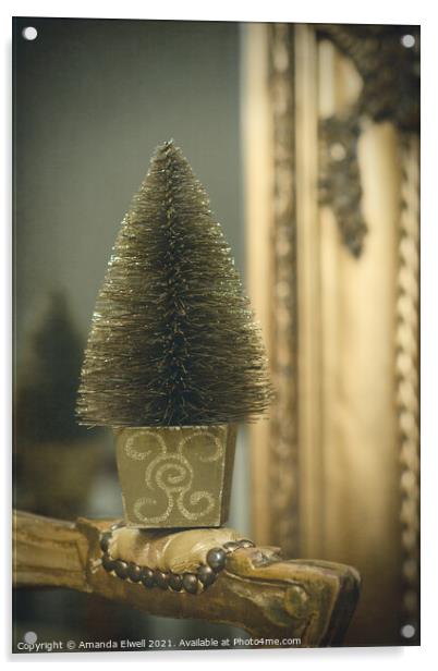 Little Gold Christmas Tree Acrylic by Amanda Elwell