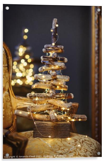 Driftwood Christmas Tree Acrylic by Amanda Elwell