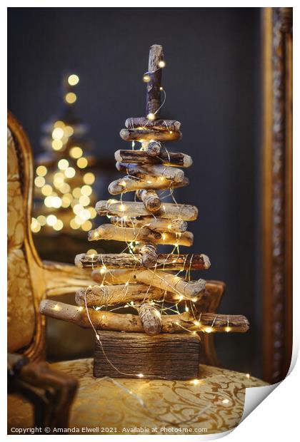 Driftwood Christmas Tree Print by Amanda Elwell