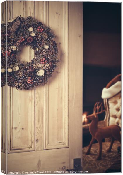 Open Christmas Door Canvas Print by Amanda Elwell