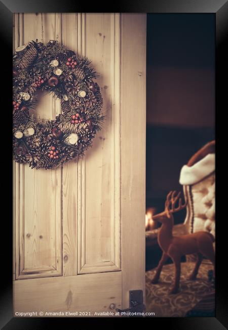 Open Christmas Door Framed Print by Amanda Elwell