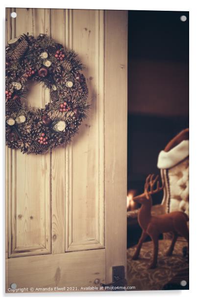 Open Christmas Door Acrylic by Amanda Elwell