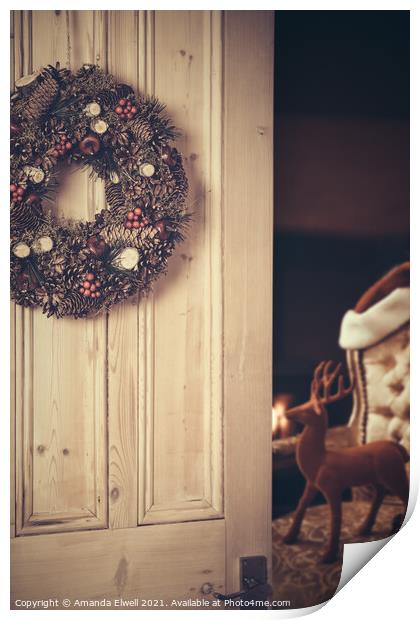 Open Christmas Door Print by Amanda Elwell