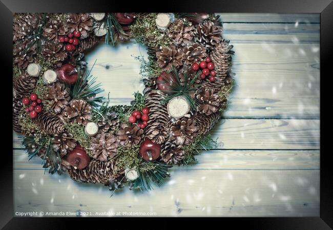 Winter Rustic Wreath Framed Print by Amanda Elwell