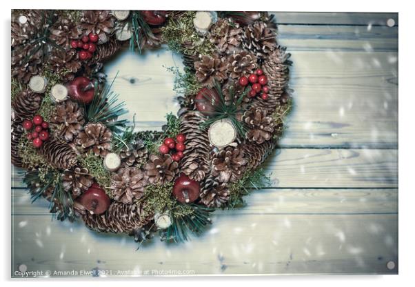 Winter Rustic Wreath Acrylic by Amanda Elwell