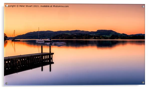 Sunrise on Lake Windermere Acrylic by Peter Stuart