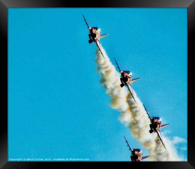 Thrilling Red Arrows Acrobatics Framed Print by Beryl Curran