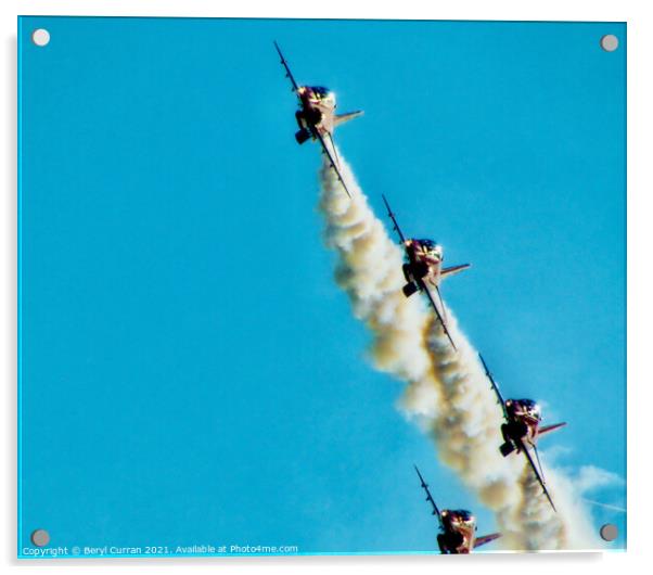 Thrilling Red Arrows Acrobatics Acrylic by Beryl Curran