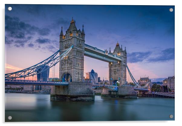 Majestic sunset over Londons Tower Bridge Acrylic by Alan Le Bon