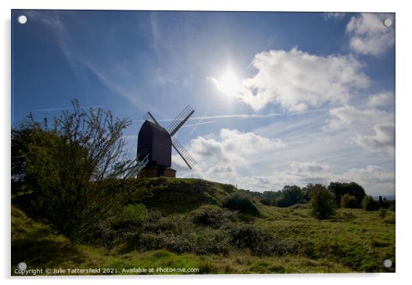 Brill windmill in the Autumn sunshine Acrylic by Julie Tattersfield