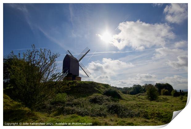 Brill windmill in the Autumn sunshine Print by Julie Tattersfield