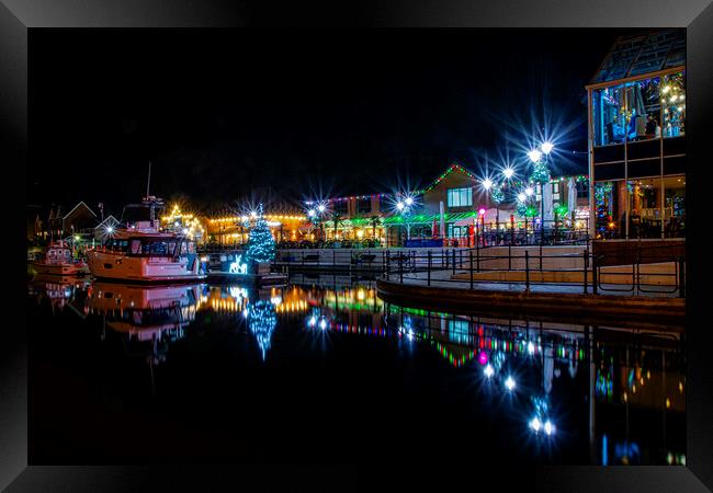 Sovereign Harbour night lights Framed Print by Fiona Etkin