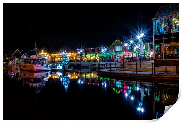 Sovereign Harbour night lights Print by Fiona Etkin